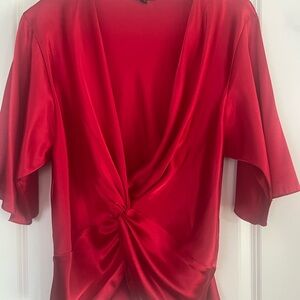 Express Vibrant Red Draped Blouse